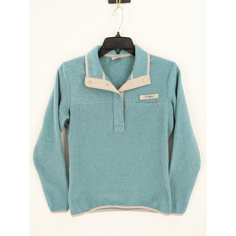 Columbia PFG Women's Teal Green Snap T Pullover Fleece Jacket, XS